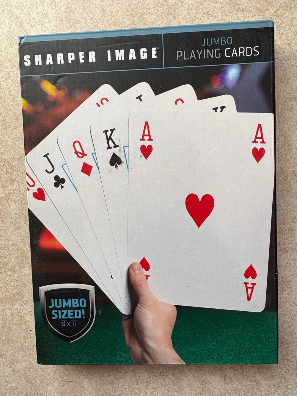 NIB Sharper Image jumbo playing cards size 8" by 11"